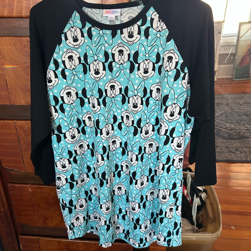 LuLaRoe Black and Blue Graphic Top
